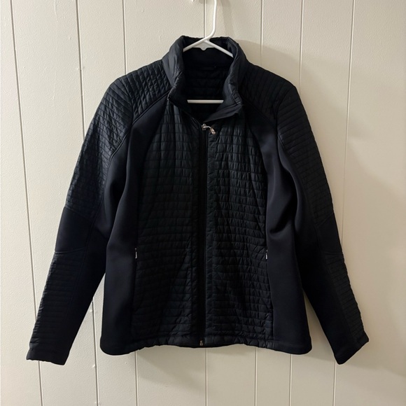 Black Quilted Utility Jacket Womens Medium Size Medium Weight Fall - Picture 1 of 7